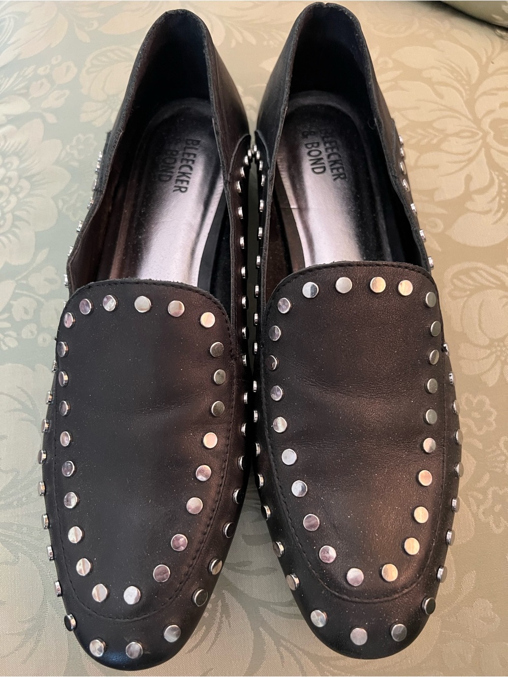 Bleecker & Bond Black Italian-style Studded Women’s  Loafers. Arianna.